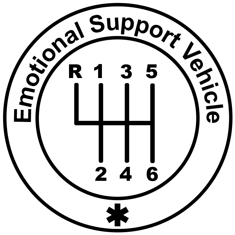 Emotional Support Vehicle Sticker, 6-Speed – Jamie's Car Crafts